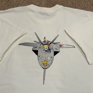 Vintage Snoopy Joe Cool Flying Ace Pilot T-Shirt Mens XL Peanuts Barons F22 Jet
